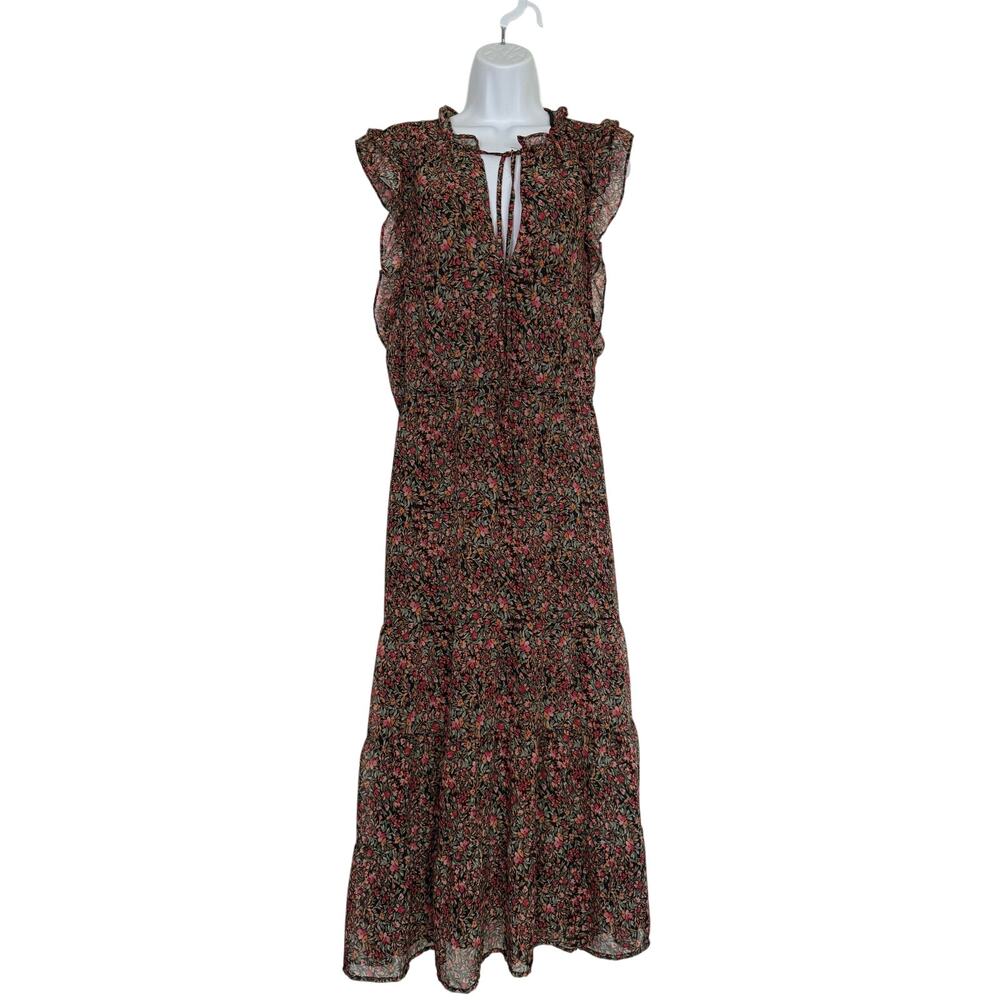 BB Dakota Steve Madden Dress Darcy Floral Tiered Midi Ruffle Size XXL Brown